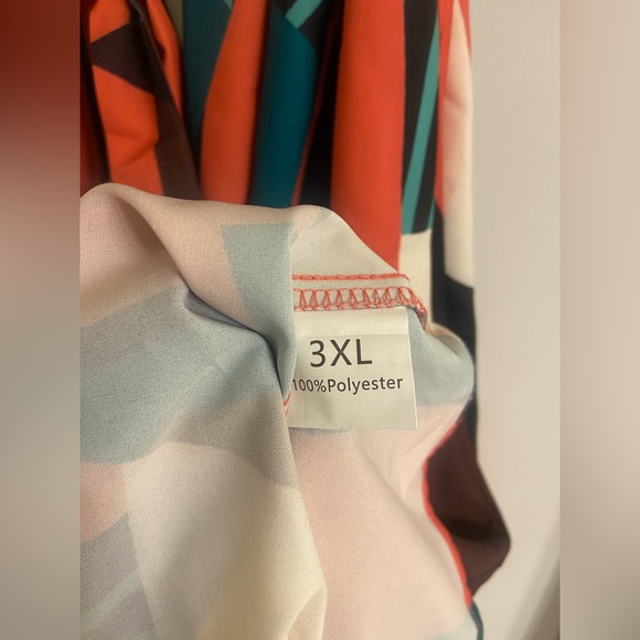 Temu Geo Print Tie Waist Dress 3XL - Picture 6 of 6